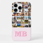Coque iPhone 16 Pro Max Collage Photo Moderne Monogramme Initial Rose (Verso)