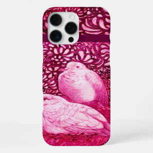 COQUE iPhone 16 PRO MAX COLOMBES BLANCHES DANS FUCHSIA ROSE