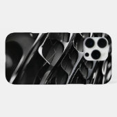Coque iPhone 16 Pro Max Conception 3D abstraite de vernis noir futuriste (Verso Horizontal)