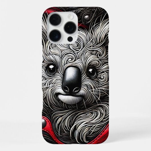 Coque iPhone 16 Pro Max Conception artistique de koala (Verso)
