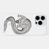 Coque iPhone 16 Pro Max Conception de dragon loup noir et blanc (Verso Horizontal)