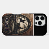 Coque iPhone 16 Pro Max Conception de ferme rustique avec cavalier (Verso Horizontal)