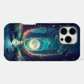Coque iPhone 16 Pro Max Conception de forêt tranquille et de lune (Verso Horizontal)