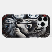 Coque iPhone 16 Pro Max Conception de loup blanc réfléchissant (Verso Horizontal)
