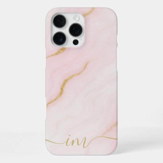 Coque iPhone 16 Pro Max Conception de marbre abstrait moderne avec initial (Verso)