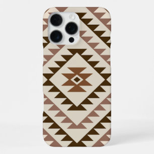 Coque iPhone 16 Pro Max Conception de motif diamant aztèque marron+crème