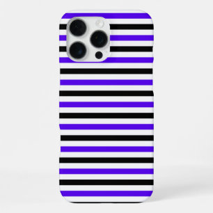 Coque iPhone 16 Pro Max Conception de rayures blanches noires et bleues