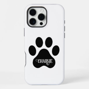 Coque iPhone 16 Pro Max Conception de silhouette de nom de patte de chien