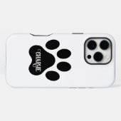 Coque iPhone 16 Pro Max Conception de silhouette de nom de patte de chien (Verso Horizontal)