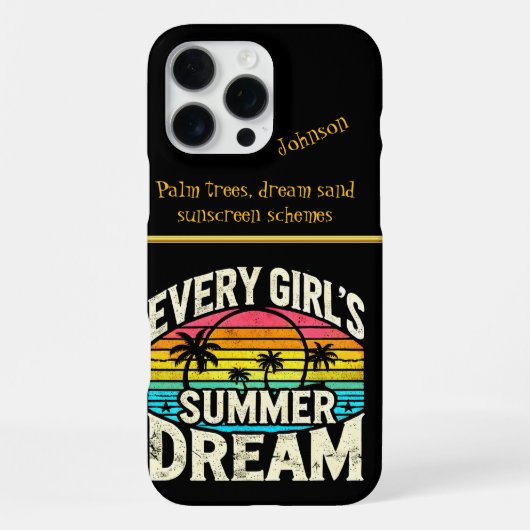Coque iPhone 16 Pro Max Conception de texte d'été tropical (Verso)