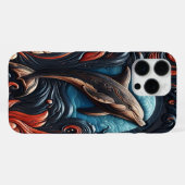 Coque iPhone 16 Pro Max Conception de tourbillon de dauphin artistique (Verso Horizontal)