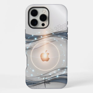 Coque iPhone 16 Pro Max Conception de vague bleu ardoise minimaliste, pers
