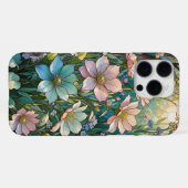 Coque iPhone 16 Pro Max Conception de verre floral (Verso Horizontal)