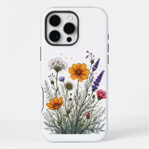Coque iPhone 16 Pro Max Conception Écologique de Fleur Sauvage Botanique p
