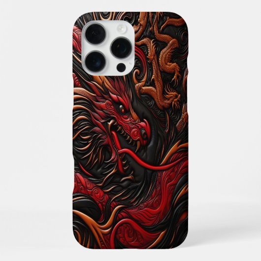 Coque iPhone 16 Pro Max Conception majestueuse de dragon rouge (Verso)
