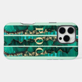Coque iPhone 16 Pro Max Coque-Mate Abstrait Monogramme Or Vert (Verso Horizontal)
