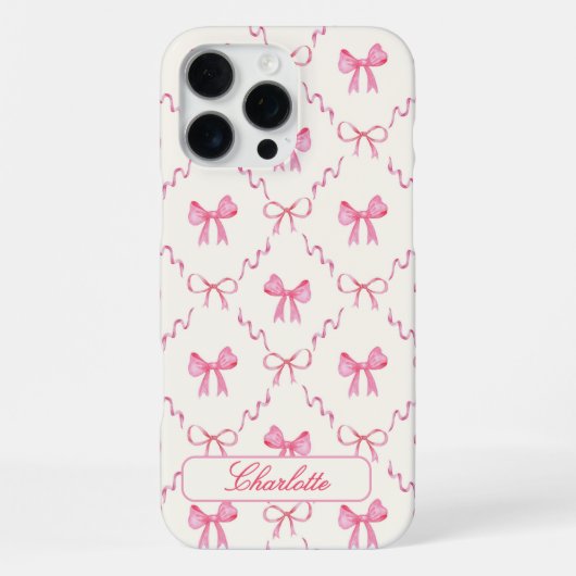 Coque iPhone 16 Pro Max Coquette rose Bow (Verso)