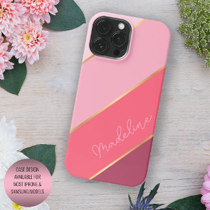 Coque iPhone 16 Pro Max Corail personnalisé Rouge Pastel Rouge Rose Art Ra