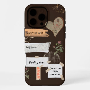 Coque iPhone 16 Pro Max Cosy Beige Vintage Beige Brown Citation d'amour