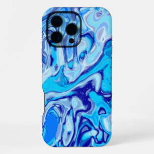 Coque iPhone 16 Pro Max Couleur abstraite de marbre liquide bleu profond d