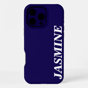 COQUE iPhone 16 PRO MAX COULEUR BLEU ROYAL MASSIF NOM PERSONNALISÉ MODERNE