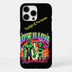 Coque iPhone 16 Pro Max Couple Alien dans l'amour cosmique