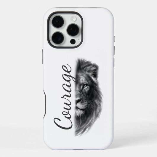 Coque iPhone 16 Pro Max Courage Lion Artistic Minimal- (Verso)