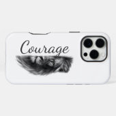 Coque iPhone 16 Pro Max Courage Lion Artistic Minimal- (Verso Horizontal)
