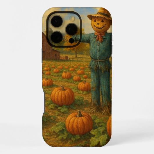 Coque iPhone 16 Pro Max courge d'automne et épouvantail (Verso)