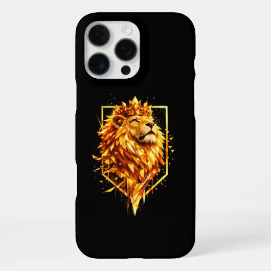 Coque iPhone 16 Pro Max Couronne de Lion de Feu Géométrique (Verso)