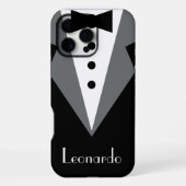 Coque iPhone 16 Pro Max Cravate noire Tuxedo personnalisée (Verso)