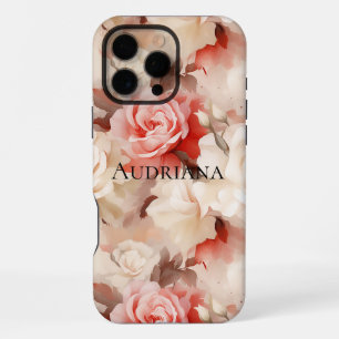 Coque iPhone 16 Pro Max Crème Florale Rose Clair Blush