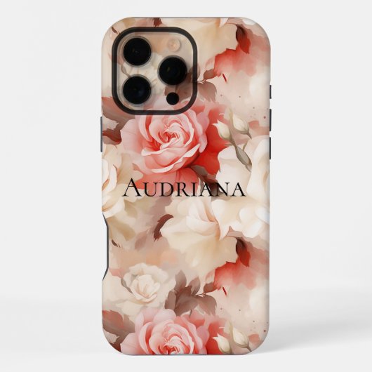 Coque iPhone 16 Pro Max Crème Florale Rose Clair Blush (Verso)