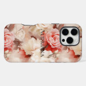 Coque iPhone 16 Pro Max Crème Florale Rose Clair Blush (Verso Horizontal)