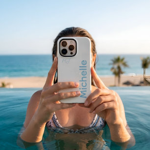 Coque iPhone 16 Pro Max Crème personnalisée et nom esthétique minimaliste