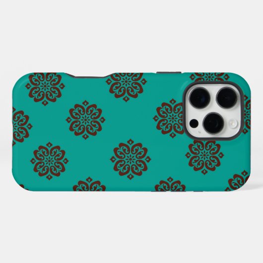 Coque iPhone 16 Pro Max "Crimson Scrolls - Bold Elegance" (Verso Horizontal)