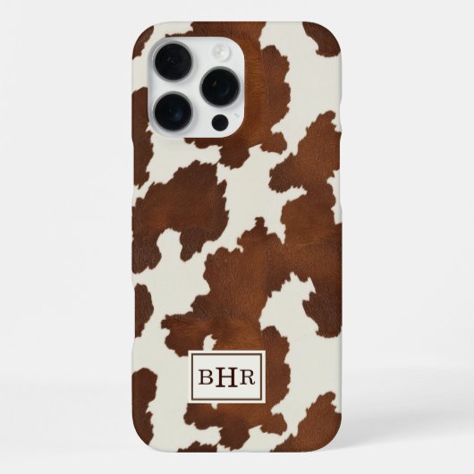 Coque iPhone 16 Pro Max Cuir de vache marron monogrammé (Verso)