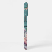 Coque iPhone 16 Pro Max Custom Name Rustic Teal Wood Floral Personalized (Côté droit)