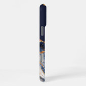 Coque iPhone 16 Pro Max Custom Navy Blue & Gold Marble Print With Personal (Côté droit)
