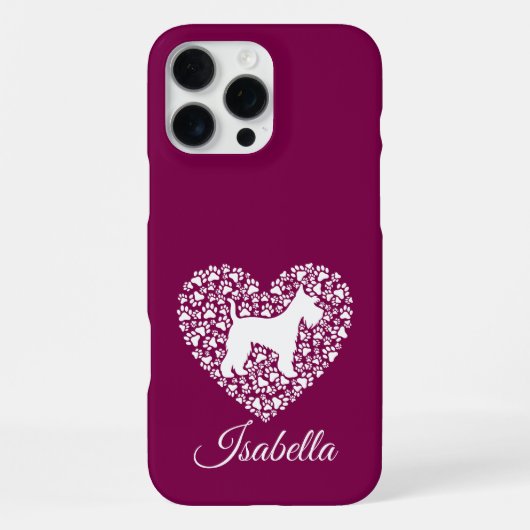 Coque iPhone 16 Pro Max Custom Schnauzer Heart Paws Print - Dog Lover (Verso)