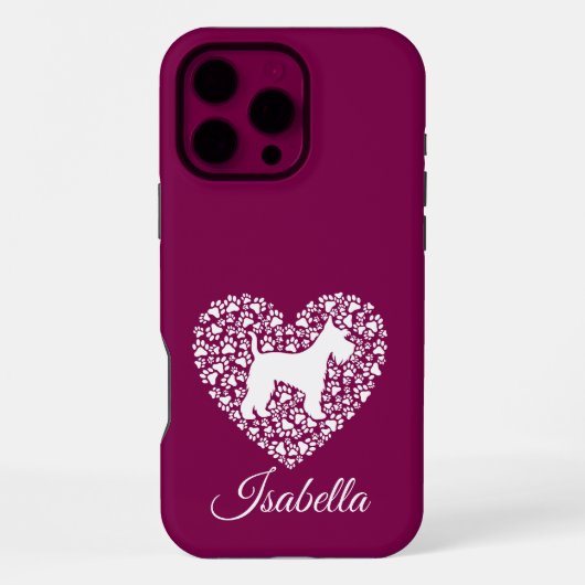 Coque iPhone 16 Pro Max Custom Schnauzer Heart Paws Print - Dog Lover (Verso)