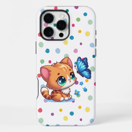 Coque iPhone 16 Pro Max Cute chaton/chat et papillon (Verso)