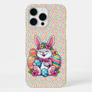 Coque iPhone 16 Pro Max Cute, & coloré lapin hawaïen/tropical de Pâques