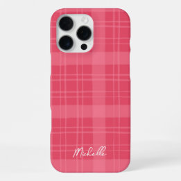 Coque iPhone 16 Pro Max Cute Hand-Drawn Red Plaid 