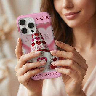 Coque iPhone 16 Pro Max Cute Valentine Gnome Heart Crochet