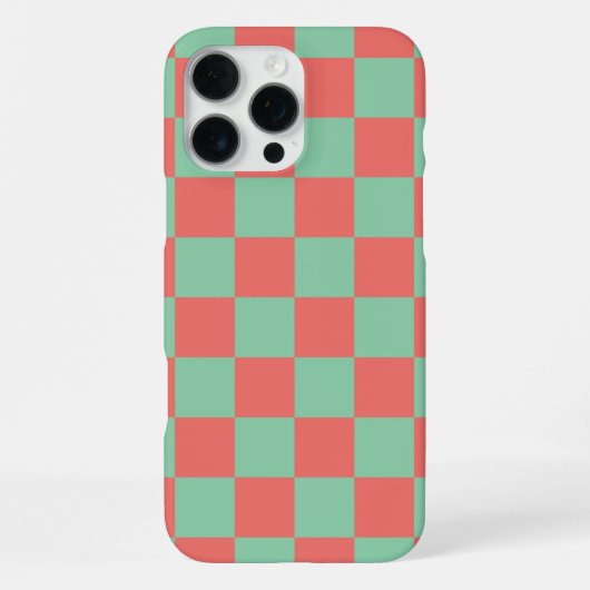Coque iPhone 16 Pro Max Damier Corail Menthe (Verso)