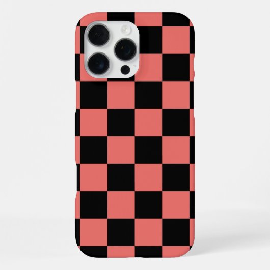 Coque iPhone 16 Pro Max Damier Corail Noir (Verso)