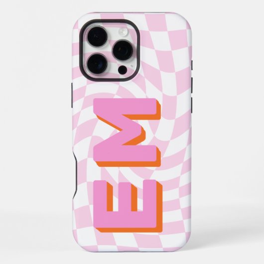 Coque iPhone 16 Pro Max Damier esthétique Monogramme tendance (Verso)