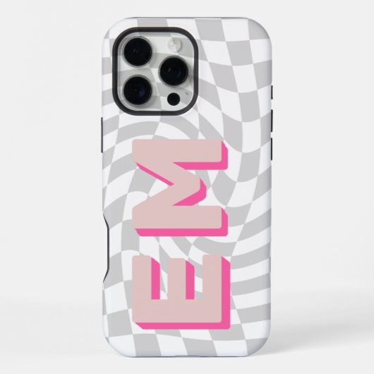 Coque iPhone 16 Pro Max Damier esthétique Monogramme tendance (Verso)