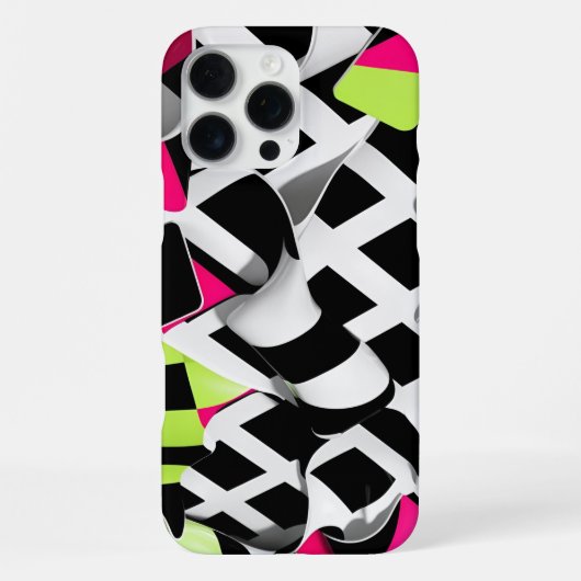 Coque iPhone 16 Pro Max Damier torsadé graphique gras (Verso)